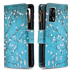 Funda de Cuero Cartera con Soporte Patron de Moda Carcasa B04F para Oppo A95 4G Cian