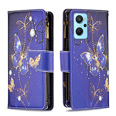 Funda de Cuero Cartera con Soporte Patron de Moda Carcasa B04F para Oppo A96 4G Azul Real