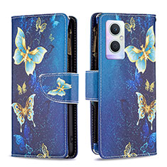 Funda de Cuero Cartera con Soporte Patron de Moda Carcasa B04F para Oppo Reno7 Lite 5G Azul