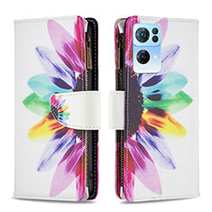 Funda de Cuero Cartera con Soporte Patron de Moda Carcasa B04F para Oppo Reno7 Pro 5G Multicolor