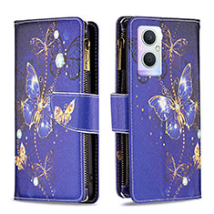 Funda de Cuero Cartera con Soporte Patron de Moda Carcasa B04F para Oppo Reno8 Z 5G Azul Real