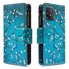 Funda de Cuero Cartera con Soporte Patron de Moda Carcasa B04F para Samsung Galaxy A91 Cian