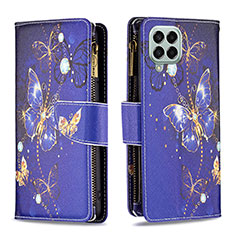 Funda de Cuero Cartera con Soporte Patron de Moda Carcasa B04F para Samsung Galaxy M33 5G Azul Real