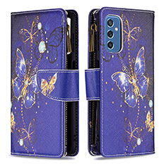 Funda de Cuero Cartera con Soporte Patron de Moda Carcasa B04F para Samsung Galaxy M52 5G Azul Real