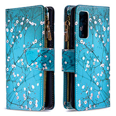 Funda de Cuero Cartera con Soporte Patron de Moda Carcasa B04F para Samsung Galaxy S20 FE 5G Cian