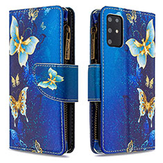 Funda de Cuero Cartera con Soporte Patron de Moda Carcasa B04F para Samsung Galaxy S20 Plus Azul