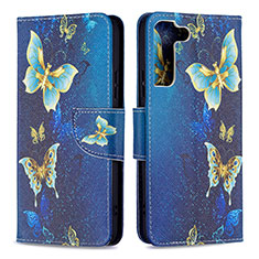 Funda de Cuero Cartera con Soporte Patron de Moda Carcasa B09F para Samsung Galaxy S22 Plus 5G Azul