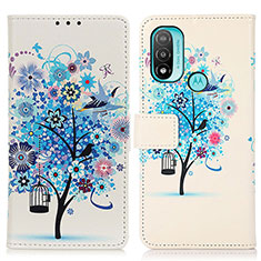 Funda de Cuero Cartera con Soporte Patron de Moda Carcasa D02Y para Motorola Moto E30 Azul