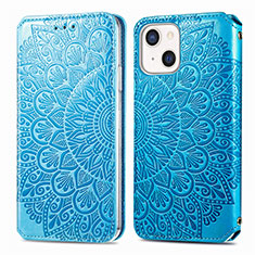 Funda de Cuero Cartera con Soporte Patron de Moda Carcasa H01 para Apple iPhone 13 Mini Azul