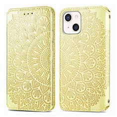 Funda de Cuero Cartera con Soporte Patron de Moda Carcasa H01 para Apple iPhone 14 Amarillo