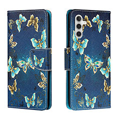 Funda de Cuero Cartera con Soporte Patron de Moda Carcasa H01X para Samsung Galaxy A04s Azul Real