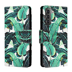 Funda de Cuero Cartera con Soporte Patron de Moda Carcasa H01X para Samsung Galaxy S22 5G Verde