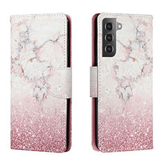 Funda de Cuero Cartera con Soporte Patron de Moda Carcasa H01X para Samsung Galaxy S22 Plus 5G Rosa