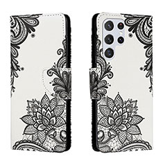 Funda de Cuero Cartera con Soporte Patron de Moda Carcasa H01X para Samsung Galaxy S22 Ultra 5G Gris Oscuro