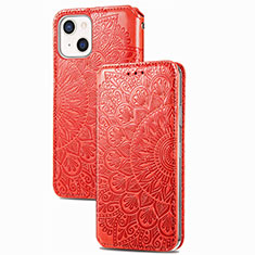 Funda de Cuero Cartera con Soporte Patron de Moda Carcasa H02 para Apple iPhone 13 Mini Rojo