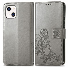 Funda de Cuero Cartera con Soporte Patron de Moda Carcasa H03 para Apple iPhone 13 Gris