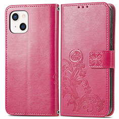 Funda de Cuero Cartera con Soporte Patron de Moda Carcasa H03 para Apple iPhone 13 Rosa Roja