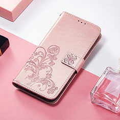 Funda de Cuero Cartera con Soporte Patron de Moda Carcasa H04 para Apple iPhone 14 Pro Oro Rosa