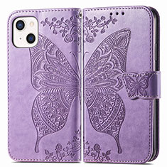 Funda de Cuero Cartera con Soporte Patron de Moda Carcasa H07 para Apple iPhone 14 Plus Purpura Claro