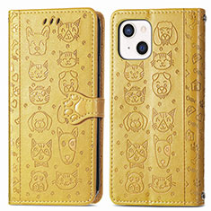 Funda de Cuero Cartera con Soporte Patron de Moda Carcasa H11 para Apple iPhone 14 Plus Amarillo