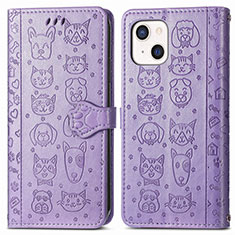 Funda de Cuero Cartera con Soporte Patron de Moda Carcasa H11 para Apple iPhone 14 Plus Morado