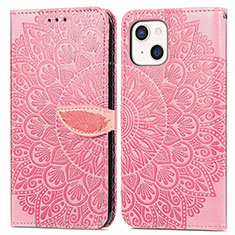 Funda de Cuero Cartera con Soporte Patron de Moda Carcasa H13 para Apple iPhone 13 Oro Rosa