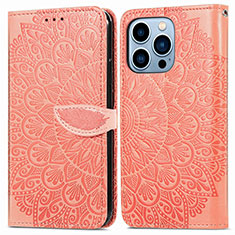 Funda de Cuero Cartera con Soporte Patron de Moda Carcasa H13 para Apple iPhone 13 Pro Max Naranja