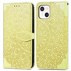 Funda de Cuero Cartera con Soporte Patron de Moda Carcasa H13 para Apple iPhone 14 Amarillo