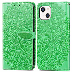 Funda de Cuero Cartera con Soporte Patron de Moda Carcasa H13 para Apple iPhone 14 Plus Verde