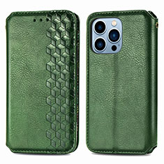 Funda de Cuero Cartera con Soporte Patron de Moda Carcasa H15 para Apple iPhone 13 Pro Max Verde