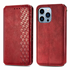 Funda de Cuero Cartera con Soporte Patron de Moda Carcasa H15 para Apple iPhone 15 Pro Max Rojo