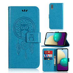 Funda de Cuero Cartera con Soporte Patron de Moda Carcasa JX1 para Samsung Galaxy M02 Azul