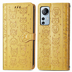 Funda de Cuero Cartera con Soporte Patron de Moda Carcasa L01 para Xiaomi Mi 12 5G Amarillo