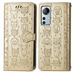 Funda de Cuero Cartera con Soporte Patron de Moda Carcasa L01 para Xiaomi Mi 12S 5G Oro