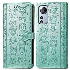 Funda de Cuero Cartera con Soporte Patron de Moda Carcasa L01 para Xiaomi Mi 12S Pro 5G Verde