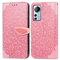 Funda de Cuero Cartera con Soporte Patron de Moda Carcasa L02 para Xiaomi Mi 12 5G Rosa