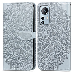 Funda de Cuero Cartera con Soporte Patron de Moda Carcasa L02 para Xiaomi Mi 12S 5G Gris