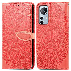 Funda de Cuero Cartera con Soporte Patron de Moda Carcasa L02 para Xiaomi Mi 12X 5G Rojo