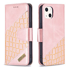 Funda de Cuero Cartera con Soporte Patron de Moda Carcasa L05 para Apple iPhone 13 Oro Rosa
