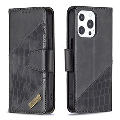 Funda de Cuero Cartera con Soporte Patron de Moda Carcasa L05 para Apple iPhone 13 Pro Max Negro