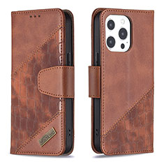 Funda de Cuero Cartera con Soporte Patron de Moda Carcasa L05 para Apple iPhone 14 Pro Marron