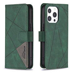 Funda de Cuero Cartera con Soporte Patron de Moda Carcasa L06 para Apple iPhone 13 Pro Max Verde