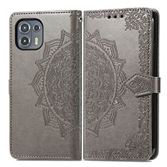 Funda de Cuero Cartera con Soporte Patron de Moda Carcasa para Motorola Moto Edge 20 Lite 5G Gris