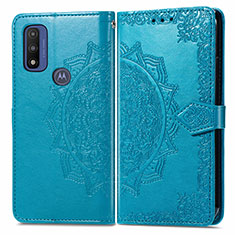 Funda de Cuero Cartera con Soporte Patron de Moda Carcasa para Motorola Moto G Pure Azul