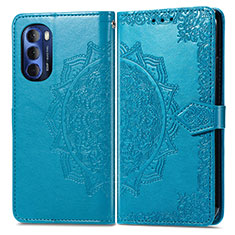 Funda de Cuero Cartera con Soporte Patron de Moda Carcasa para Motorola Moto G Stylus (2022) 5G Azul