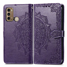 Funda de Cuero Cartera con Soporte Patron de Moda Carcasa para Motorola Moto G60 Morado