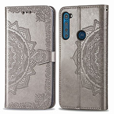 Funda de Cuero Cartera con Soporte Patron de Moda Carcasa para Motorola Moto One Fusion Plus Gris