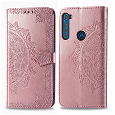 Funda de Cuero Cartera con Soporte Patron de Moda Carcasa para Motorola Moto One Fusion Plus Oro Rosa