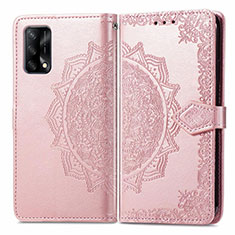 Funda de Cuero Cartera con Soporte Patron de Moda Carcasa para Oppo A95 4G Oro Rosa