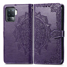 Funda de Cuero Cartera con Soporte Patron de Moda Carcasa para Oppo F19 Pro Morado